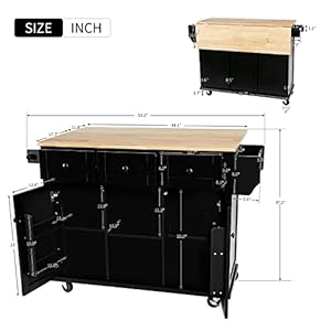 Multipurpose Kitchen Cart Cabinet with Rubber Wood Drop-Leaf Countertop,Internal Storage Cabinet Racks W/ 5 Wheels & 3 Drawers for Dining Room, Home,Bar,Black Multipurpose Kitchen Cart Cabinet with Rubber Wood Drop Leaf CountertopInternal Storage Cabinet Racks W 5 Wheels 3 Drawers for Dining Room HomeBarBlack