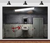 CORFOTO 8x6ft Fabric Abandoned Bathroom Backdrop Rotten Asylum Hospital Building Interior Photography Background Scary Halloween Backdrop Horrible Halloween Party Decorations Props