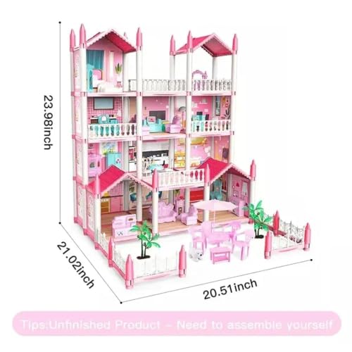 Image of 13-Room Luxury Doll House Playset with Furniture & Dolls | 3-Story Princess Dream House with Accessories | DIY Pretend Play Dollhouse Gift for Kids Girls 6+