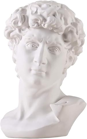 ROBAUN Figurki David Biust Portret Rzeźba 30 cm (11,8 cala), Głowa Statua Żywica Imitacja Gipsu Model Wyświetlacz Sztuka Rękodzieło Wystrój domu