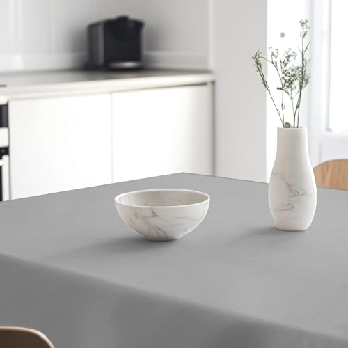 Image of R home 100% Cotton Solid Table Cover | 200 GSM Thick Fabric, Anti-Skid | Machine Washable & Reusable | Ideal for Dining Table & Centre Table, Easy Maintenance (FINT Grey, 56 x 90 Inch)