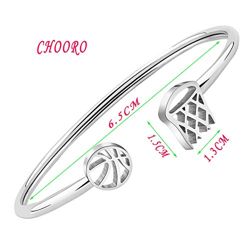 CHOORO Silver Basketball Rim and Net Bracelet Bangle Basketball Jewelry Gift for Basketball Lovers Team Sport Gift2