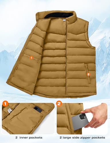 Rdruko Men's Winter Puffer Vest Insulated Quilted Water-Resistant Windproof Zipper Lightweight Sleeveless Work Fishing Hiking4