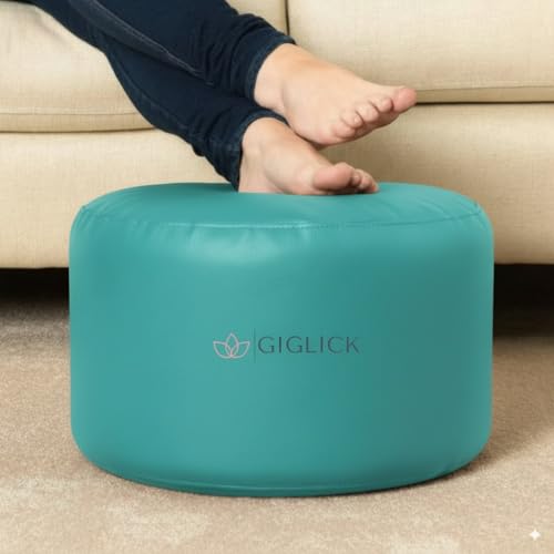 Image of Filled Bean Bag with Footstool N Cushion | Luxury Leatherette Bean Bag Chair for Adults & Kids | Comfortable, Durable, Stylish for Living Room, Bedroom, Gaming & Home Decor (Aqua, 4XL)