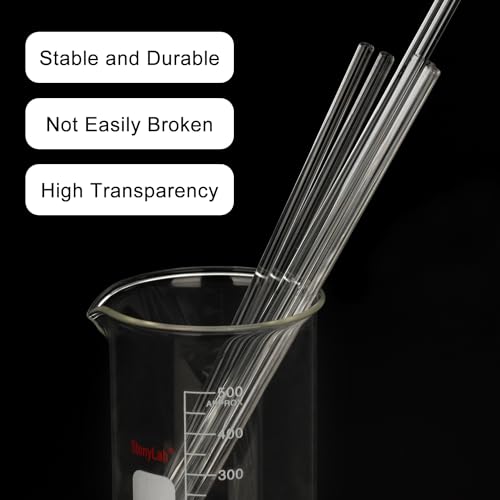stonylab 8 pack glass stirring rods solid borosilicate glass rods stirrers sticks with rounded ends for lab kitchen 984 inch length