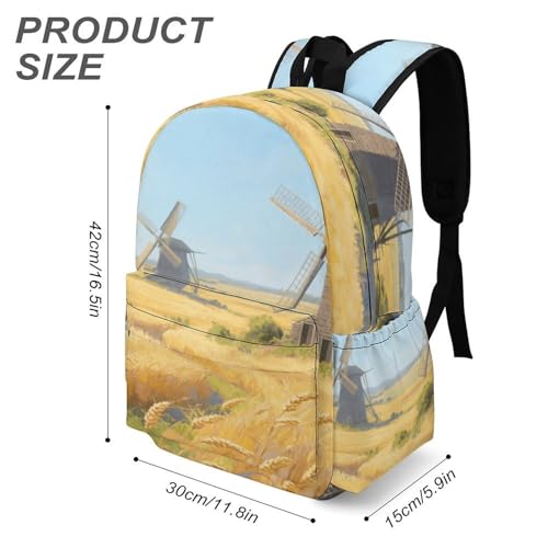 Field Windmill Printed Backpack Water-Resistant Pack Stylish Bag Lightweight Travel Backpack3