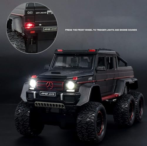Image of Invite Enterprise 1:22 Big Marcedes AMG G63 6X6 Toy Car Metal Pull Back Diecast Car with Openable Door and Sound Light, Gifts Toys for Kids【 Black-Color 】