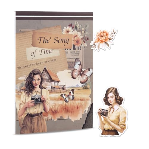 RISYPISY 20 fogli adesivi journaling libro per donne, 270+ pretagliati Vintage Fashion Girl Sticker, PET & Carta Scrapbooking Planner Accessori (giallo