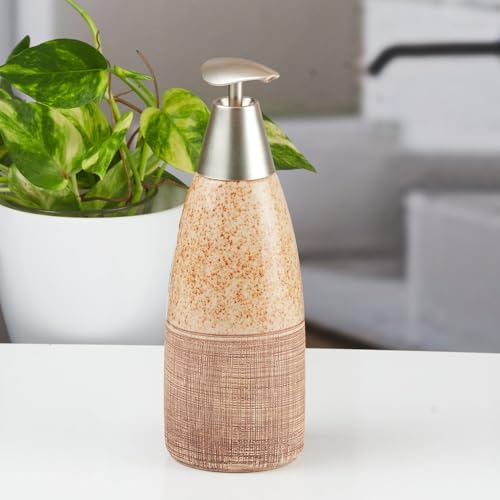 Image of SaSaSa Ceramic Soap Dispenser with Stylish Refillable Pump Bottle for Bathroom Handwash & Kitchen Wash Basin, Perfect for Hand Soap, Lotion and Shampoo, Multicolor, (Set of 1) (11363)