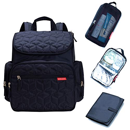 Bebamour mochila para cambiar pañales para bebé con cambiador multifuncional bolsa de viaje para bebé de gran capacidad para llevar (Dark Blue)