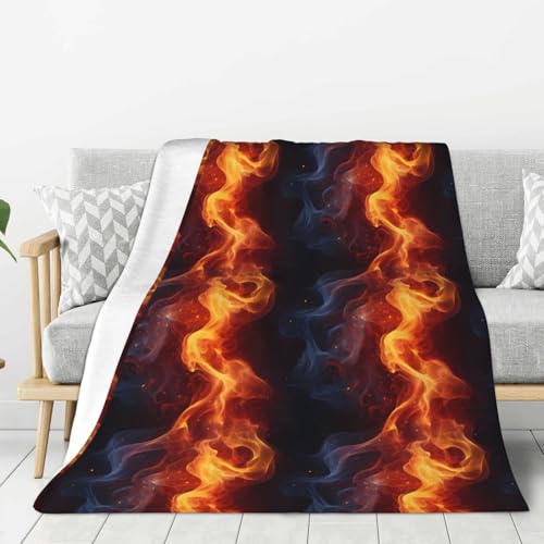 Couverture douce pour canapé et lit – 127 x 152,4 cm – Motif flamme rouge – Couverture en flanelle légère et chaude pour homme et femme, couverture...