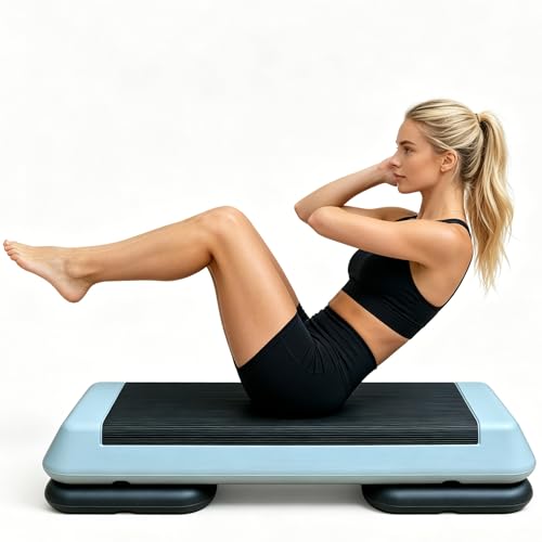 Aerobic Step Platform with Adjustable Risers Non-Slip Exercise Step Platform for Home Gym Workout Stepper Board for Cardio Strength Training Step Aerobics and Fitness Exercises