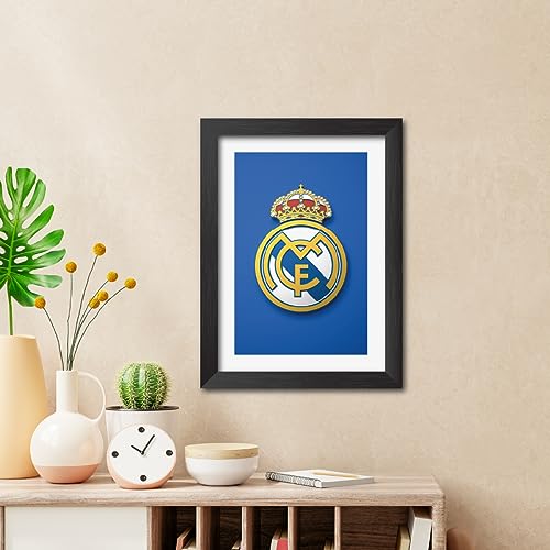 Image of TenorArts Real Madrid Poster Football 3D Textured Logo Print Laminated Photo Frame Painting with Matt Finish Black Tectures (9 inches x 12inches)
