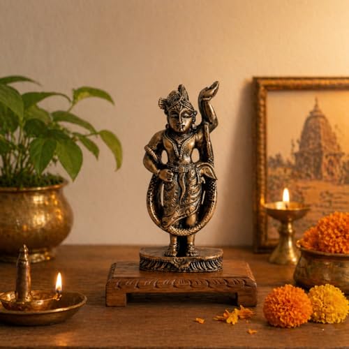 Image of eCraftIndia Lord Shrinathji Idol | Antique Finish Shrinathji Statue | Decorative Spiritual Showpiece for Home Decor & Gifting | Hindu God Murti for Temple & Living Space