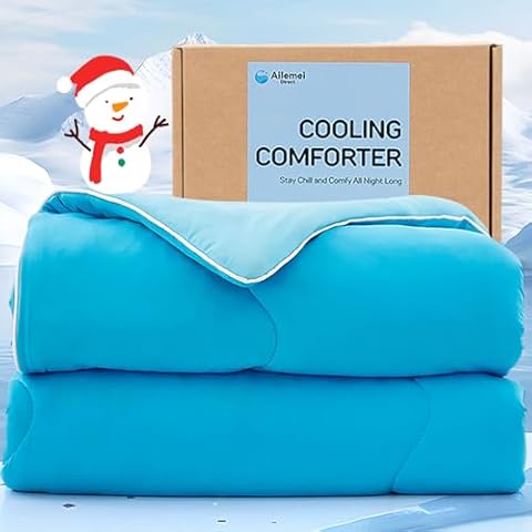 Ailemei Direct Cooling Comforter for Hot Sleepers,King Size Cooling Blanket That Instantly Chills for Night Sweats,Double-Sided Breathable Blankets to Control Your Sweat,108"x90",Blue Cover