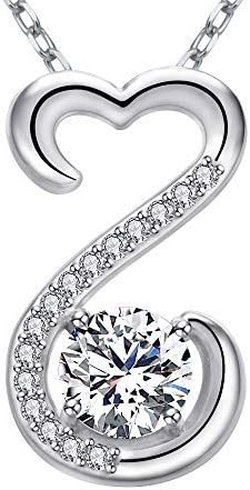 APOTIE Sterling Silver Open Heart Necklace - CZ Pendant Jewelry Gift for Mom Women