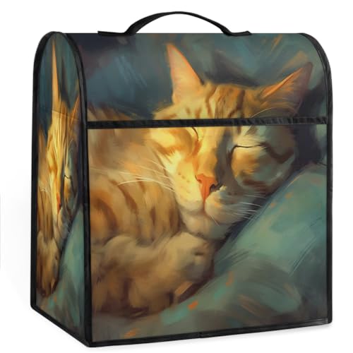 Coffee Maker Cover Cute Good Night Cat Kitchen Appliance Covers Small Appliance Covers Blender Cover Juicer Cover Dust Covers for Kitchen Appliances with Top Handle and Pockets,Washable,C601