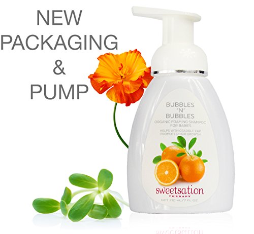 Bubbles'n'Bubbles Organic Foaming Shampoo for Babies, 7oz. Enriched with Coconut, Walnut, Argan, Papaya and Calendula.