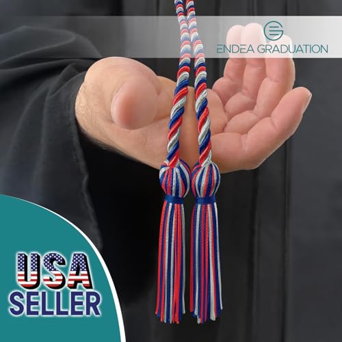 Image of Endea Graduation Double Honor Cord Three-Color (Royal Blue /Red /Silver)