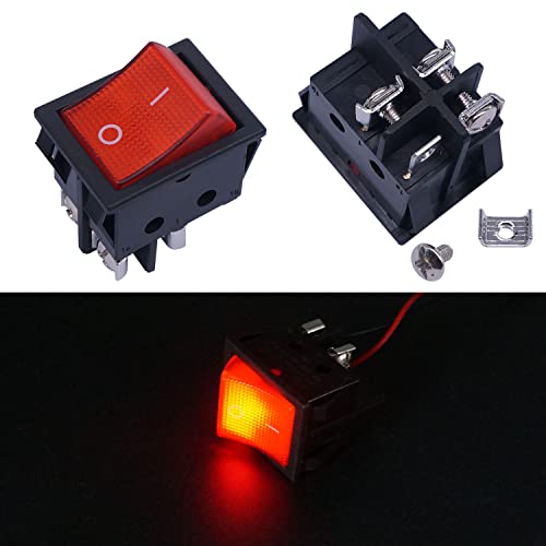 Weideer Inline Cord Switch On/Off 20A 250V/16A 125V Red Led Inline Power Lamp Rocker Toggle Switch With Screws K-H012-Kcd2-201N-R #TOP1
