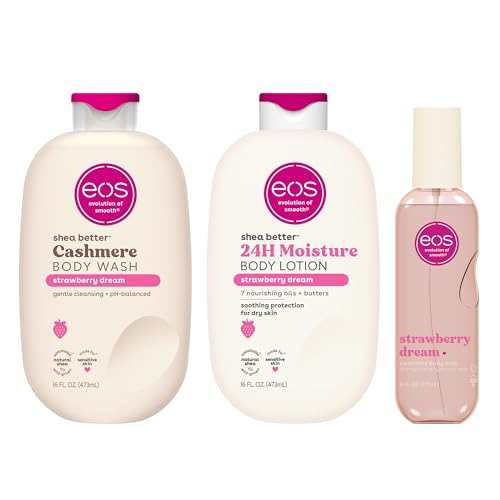 Image of eos Essentials Bundle - Body Wash, Body Mist, Body Lotion - Strawberry Dream