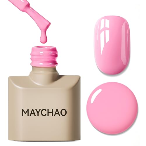 MAYCHAO 15ML Pink Gel Nail Polish, Pastel Sakura Pink Gel Polish ...