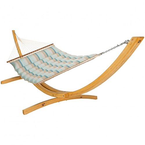 Hatteras Hammocks Gateway Mist Sunbrella Pillowtop Hammock with Free Extension Chains & Tree Hooks, Handcrafted in The USA, Accommodates 2 People, 450 LB Weight Capacity, 13 ft. x 55 in.