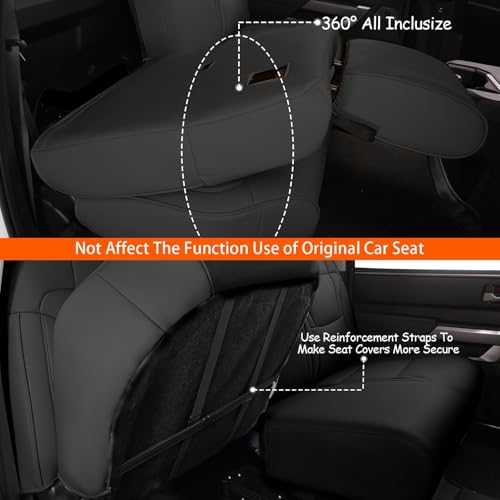 Image of AOMSAZTO Custom Seat Covers for Toyota Tundra 2022 2023 2024 2025 2026 CrewMax SR SR5 Limited Platinum FFV TRD Pro Leather Car Seat Covers Full Set Black, Custom Fit Full Set Faux Leather Black