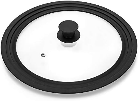 Universal Lid for Pots,Pans and Skillets - Tempered Glass with Heat Resistant Silicone Rim Fits 11", 12" and 12.5" Diameter Cookware,Black