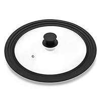 Universal Lid for Pots,Pans and Skillets - Tempered Glass with Heat Resistant Silicone Rim Fits 10.5", 11" and 12" Diameter Cookware,Black 11",12",12.5" Black