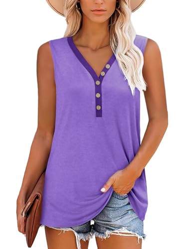 KISSMODA Womens Boho Tops for Summer Sleeveless Tanks Loose Fit Casual Blouse Daily Shirts for Leggings (S-3XL)