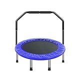 TBTBGXQ Trampolin – 121,9 cm U-Armlehnen, verstärktes lautloses Trampolin zum Zusammenklappen, großes Trampolin für Erwachsene, Freizeit-/Fitnesstrampolin, Traggewicht 200 kg, blaues Indoor-Trampolin