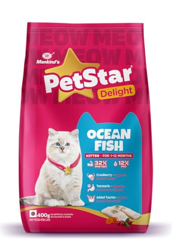 Image of Mankind PetStar Kitten Cat Food - Ocean Fish Flavour (400g) | Complete & Balanced Nutrition for Healthy Growth, Hairball & Digestive Care