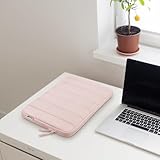 TECOOL Puffy 14 inch Laptop Sleeve Protective Case 14 Inch For 14” Lenovo HP EliteBook Pavilion Acer Dell Chromebook Notebook, Macbook Air 15 M4 M3 M2 2025-2023 Shockproof Splash-resistant Bag,Pink - Image 7