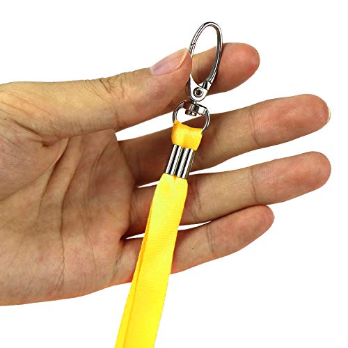 Lanyards for Id Badges Nylon Cruise Lanyard Swivel Hooks Clips Woven/Men Neck Flat lanyards with Clip for ID Name Tags Badge Holders Durable Bulk Lanyards (50Pack, Yellow)