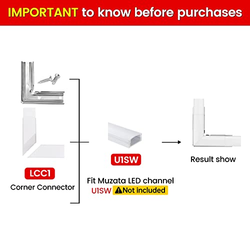 Image of Muzata 6Pairs Corner Connector Kit L Shape Connectors for LED Channel fit U1SW U Shape Aluminum LED Diffuser Channel LCC1 WW