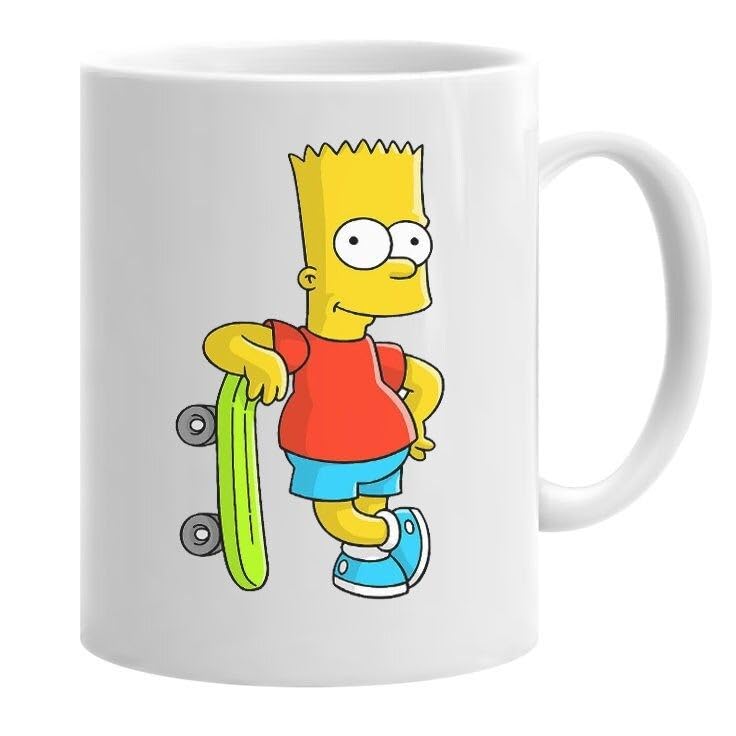 CRAFT MANIACS Barty SMPSON The Poser Printed White 330 ML Tea/Coffee Mug for Cartoon Lovers
