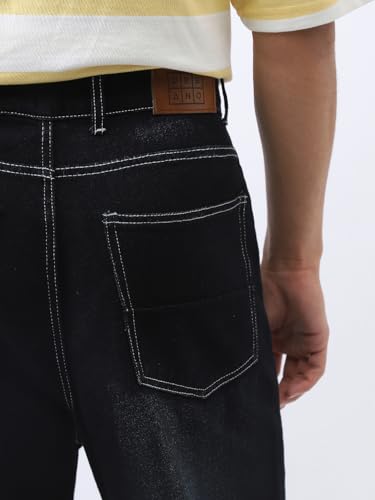 Image of Urbano Fashion Men's Loose Baggy Fit Washed Jeans Non-Stretchable