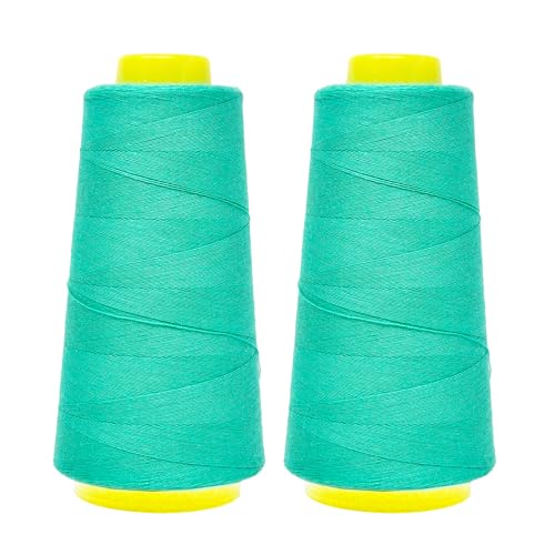 Image of Mandala Crafts Turquoise Mercerized Cotton Thread Cones for Sewing Quilting | 2400 Yds 50 WT, 100% Long Staple Cotton, Multipurpose, for Embroidery, Piecing, Sergers, Applique, Machine and Hand Sewing