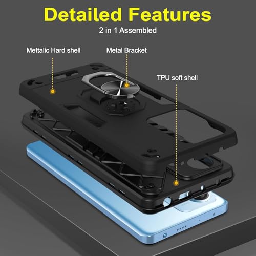 Image of NDCOM for Redmi Note 12 Pro Plus 5G Back Cover | Premium Protection for Redmi Note 12 Pro Plus 5+G Back Cover with Kickstand Ring Holder