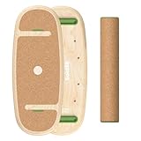 Bold38 Balance-Board mit Rutschfester Kork und Premium Holz-Brett - Balance Board Erwachsene inkl. Rolle - Surf & Fitness Gleichgewichtsboard für gemeinsames Training