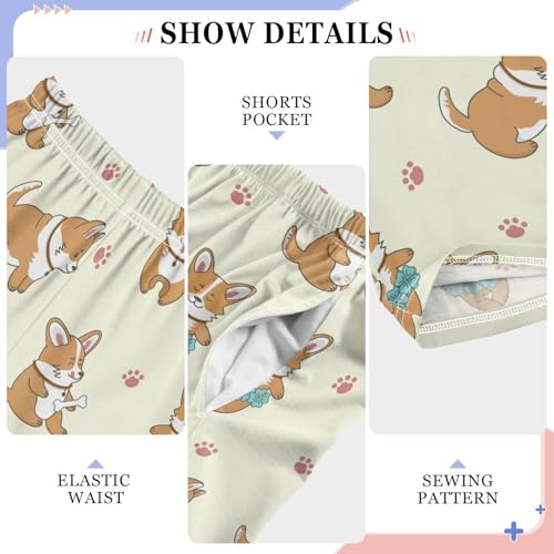 Boys' Pants Corgi Dogs Funny Puppies Long Bottoms Jogger Pants Elastic Waist Trousers with Pockets S-XL4