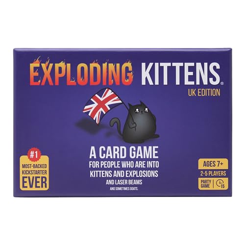 Exploding Kittens UK Edition - Proper Cheeky Fun for British Family Game Nights - Hilarious Card Games for Ages 7 and Up - 56 Cards