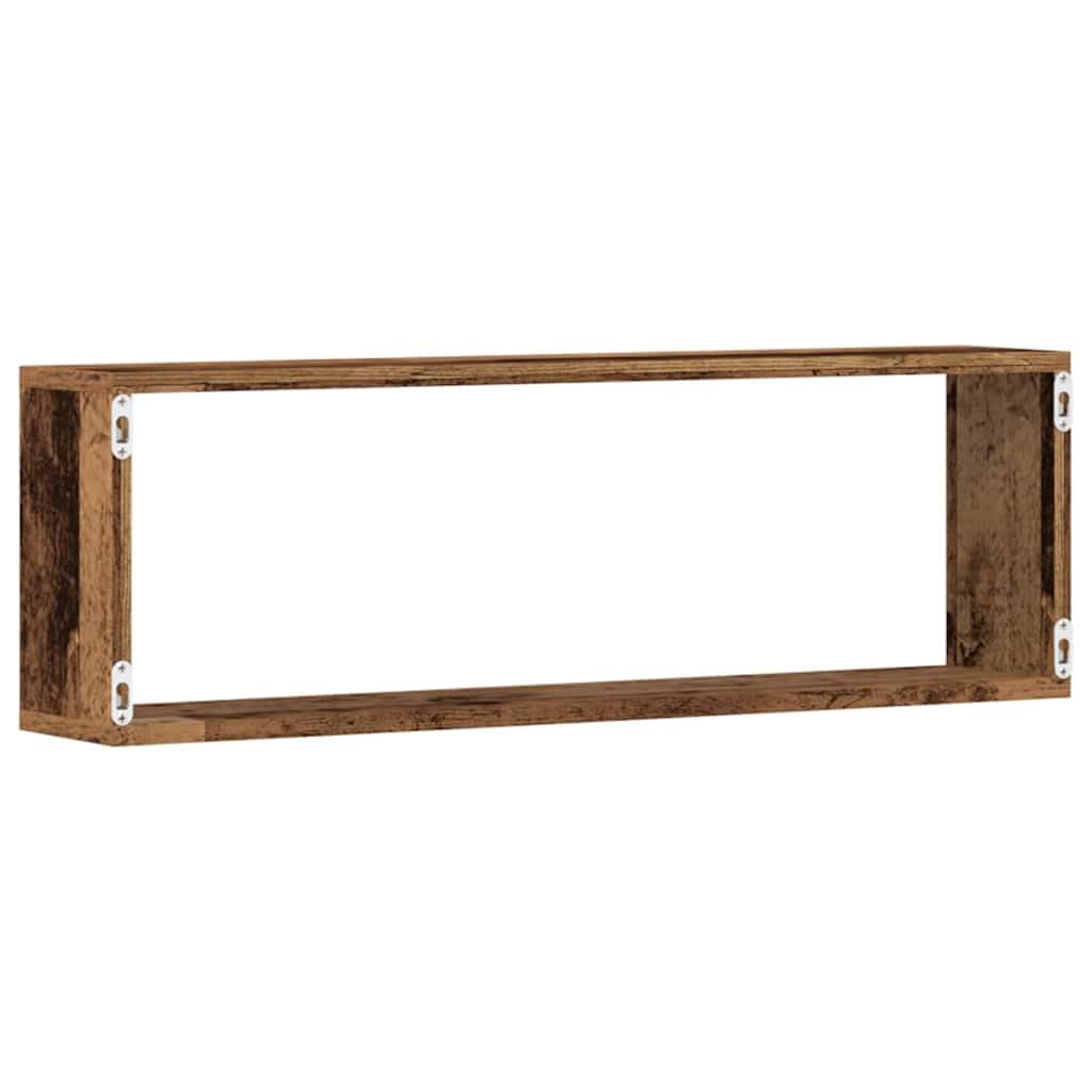Zestaw 2 półek ściennych o wyglądzie starego drewna, materiał drewnopochodny, 80 x 15 x 26 cm, wiszący, do salonu, sypialni, wszechstronne miejsce do przechowywania