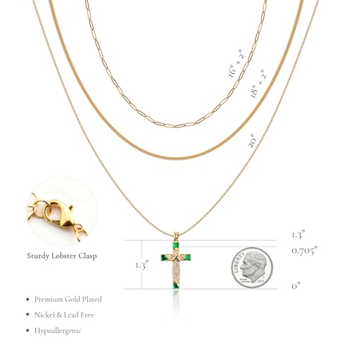 JZZ Gold Layered Cross Necklaces for Women, Dainty Stackable 14K Gold Plated Chain Set with Cross Pendant, Faith Jewelry Gift for Her - image 7