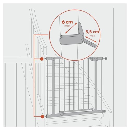 hauck 2er Set Y Spindel Adapter für Türschutzgitter & Treppengitter - Geeignet für runde Geländer bis 6 cm Durchmesser - M10 Gewinde - Zubehör für Kinderschutzgitter ohne Bohren