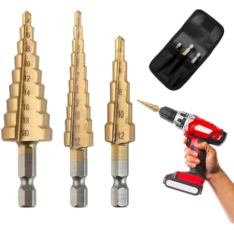 3PCS Titanium Coated Step Drill Bit Set Cover