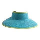 San Diego Hat Company's Signature Women's Ultrabraid Large Brim Visor Aqua Lime