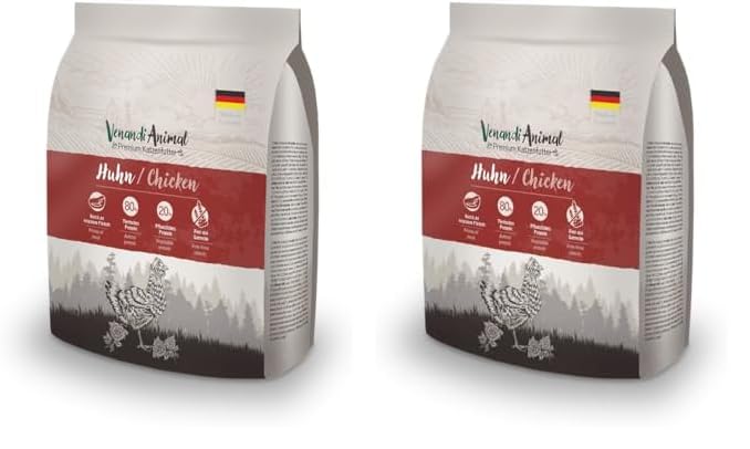 VenandiAnimal Comida de Calidad para Gatos - Pollo, con Carne de Ave Fresca, Comida Seca, sin Cereales, 1 Paquete (1 x 300 g) (Paquete de 2)