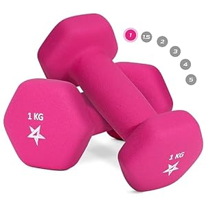 Yes4All Hex Neoprene Weights Dumbbells Set Pair (1 kg to 7 kg) – Dumbbell Set, Hand Weights Set for Women Men, Home Gym Workout